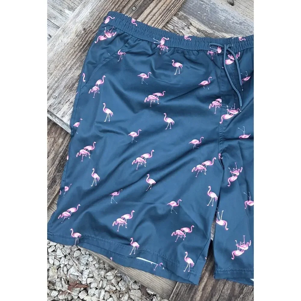 MEEKOS BY KING SIZE big and tall flamingo vacation wear swim trunks 3X shorts
